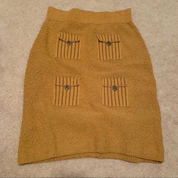 Anthropologie Moth Mustard Pocket Skirt - Picture 2 of 6